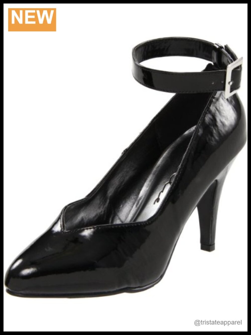 Synthetic Ankle Strap Pump with Stiletto Heel for Dance